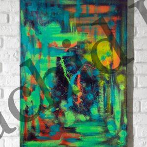 Tableau Abstrait Contemporain – Harmonie de Couleurs Intenses et Profondes